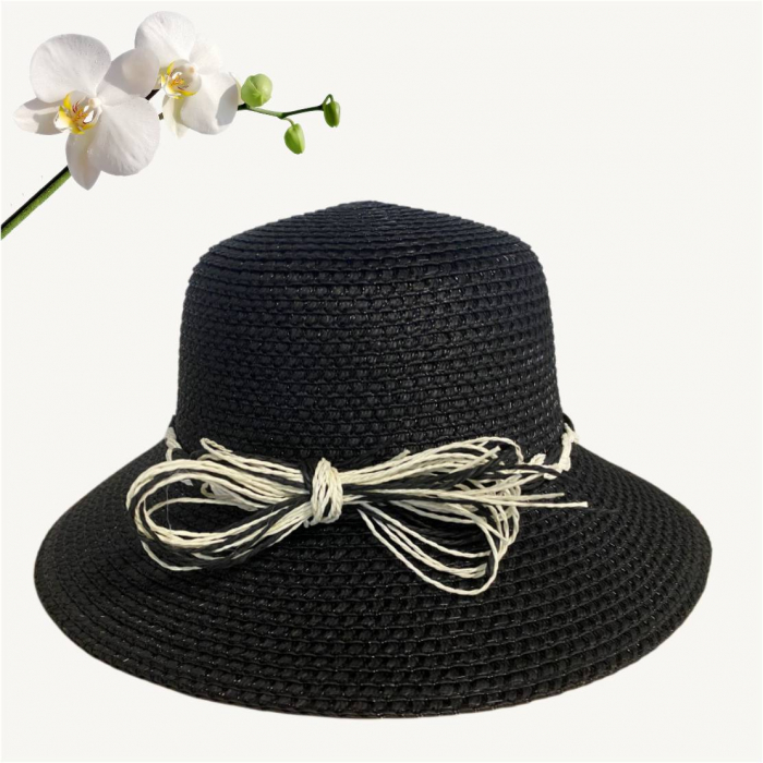 Palarie de soare de lux cu boruri rotunde medii SIDONIA LUX (NEGRU) - marime unica, reglabila [5]