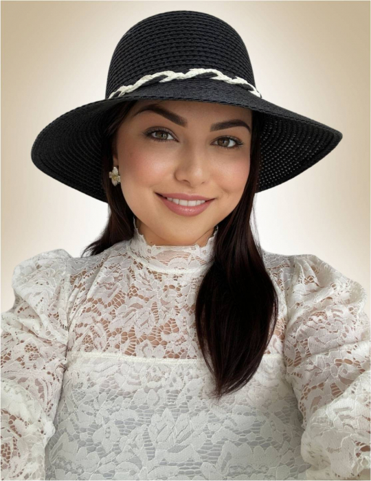 Palarie de soare de lux cu boruri rotunde medii SIDONIA LUX (NEGRU) - marime unica, reglabila [2]