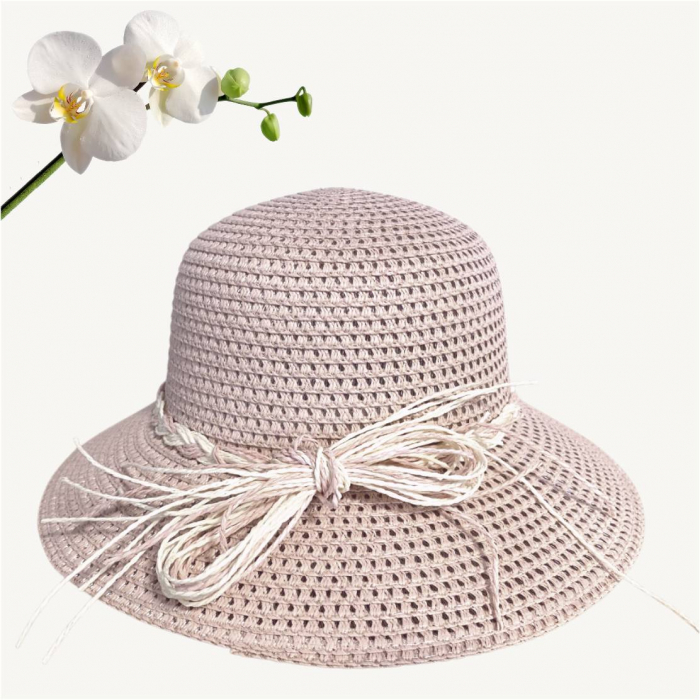 Palarie de soare de lux cu boruri rotunde medii SIDONIA LUX (ROZ pudra) - marime unica, reglabila [5]