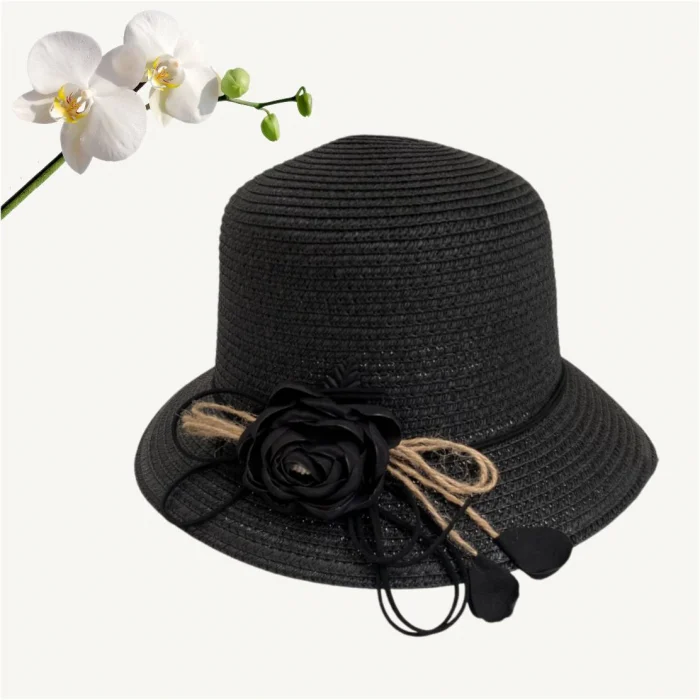 Palarie de soare de lux cu boruri rotunde mici CALIPSO CHIC (NEGRU) - marime unica, reglabila [4]