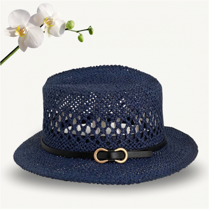 Palarie de soare de lux cu boruri rotunde mici KALINDA LUX (BLEUMARIN) - marime unica, reglabila [4]