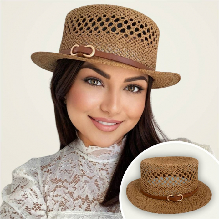 Palarie dama de lux cu boruri rotunde mici KALINDA LUX (MARO aramiu) - marime unica, reglabila [3]