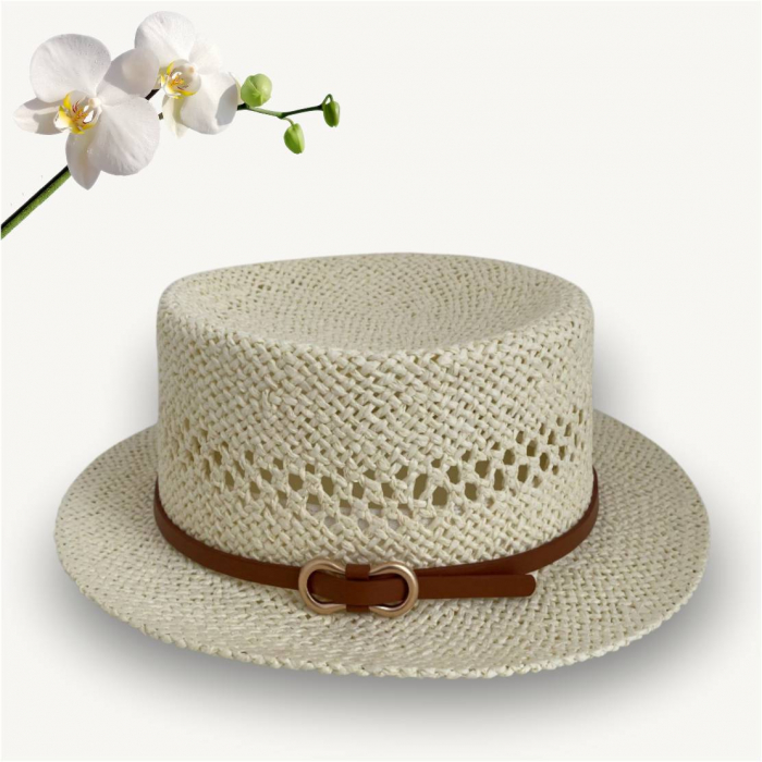 Palarie de soare de lux cu boruri rotunde mici KALINDA LUX (CREM) - marime unica, reglabila [4]