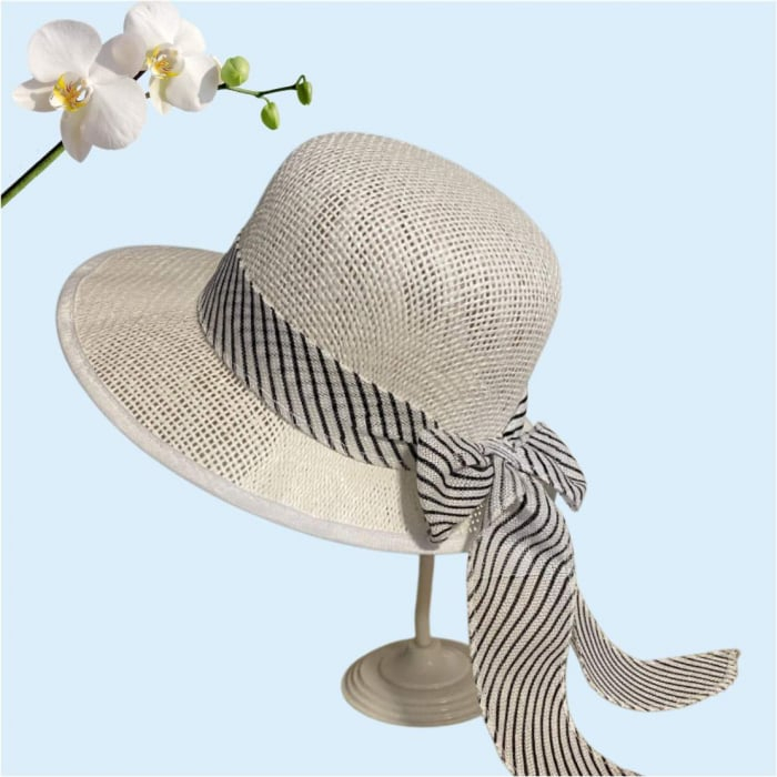 Palarie de soare de lux cu boruri tip sepcuta COCHETTE LUX (ALB) - marime unica, reglabila [4]