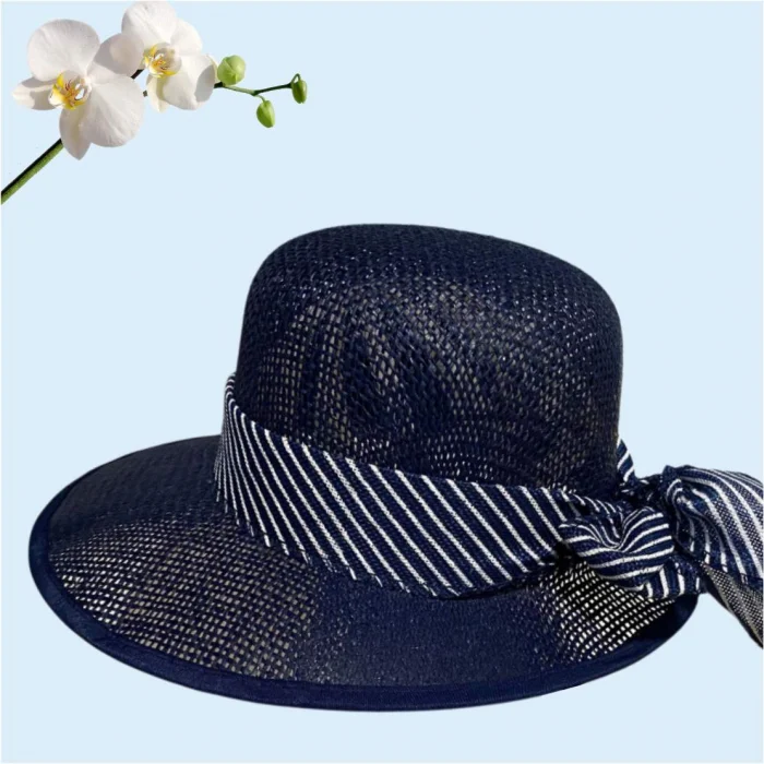 Palarie de soare de lux cu boruri tip sepcuta COCHETTE LUX (BLEUMARIN) - marime unica, reglabila [4]