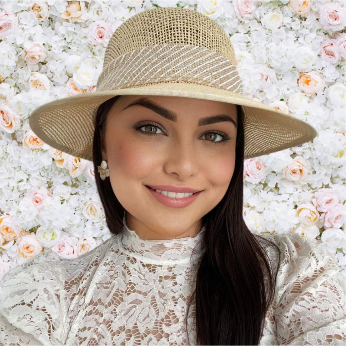 Palarie de soare de lux cu boruri tip sepcuta COCHETTE LUX (CREM inchis) - marime unica, reglabila [2]