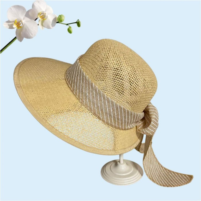 Palarie de soare de lux cu boruri tip sepcuta COCHETTE LUX (CREM inchis) - marime unica, reglabila [3]