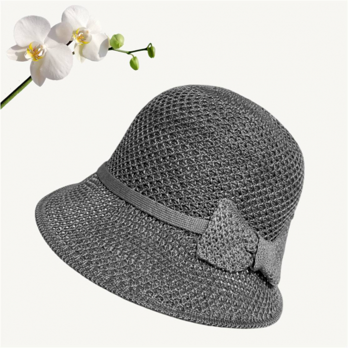 Palarie de soare de lux cu boruri tip sepcuta VICTORIA LUX (GRI) - marime unica, reglabila [3]