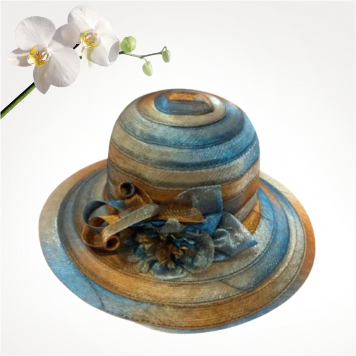 Palarie de soare de lux din organza satinata VENETIA CHIC (ALBASTRU+ARAMIU) - marime unica, reglabila [4]