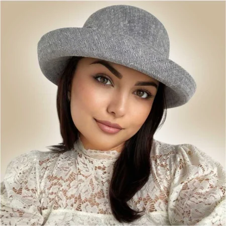 Palarie soare de lux din cu boruri rotunde Michelle Lux (GRI) - marime unica, reglabila [3]