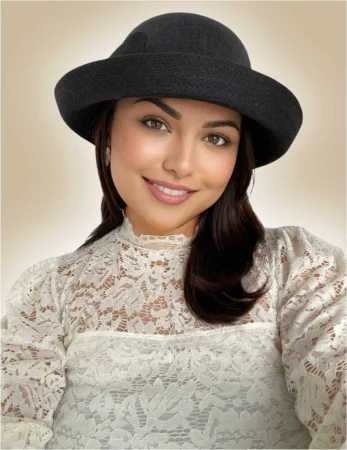 Palarie soare de lux din cu boruri rotunde Michelle Lux (NEGRU) - marime unica, reglabila [2]