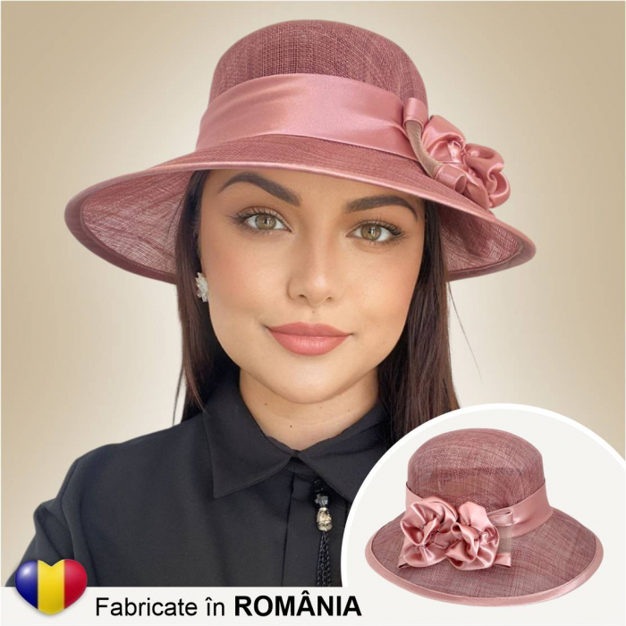 Palarii dama boruri mari LADY ROSE-palarie roz pudra, reglabila [3]
