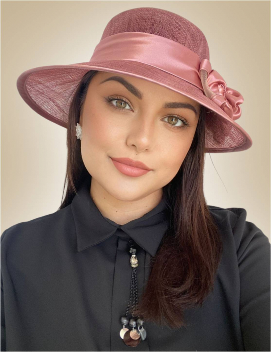 Palarii dama boruri mari LADY ROSE-palarie roz pudra, reglabila [2]