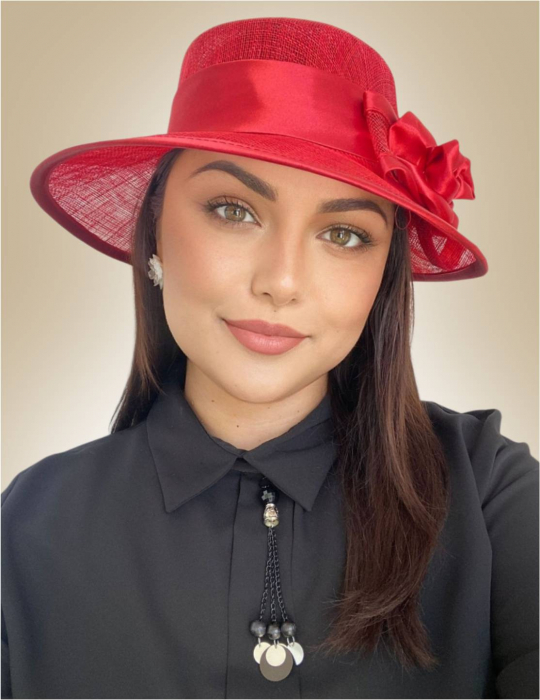 Palarii dama boruri mari LADY ROSE-palarie rosu, reglabila [2]