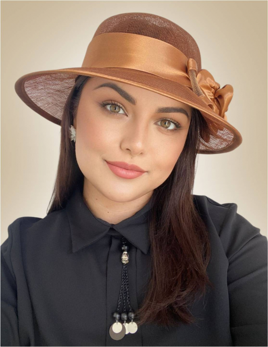 Palarii dama boruri mari LADY ROSE-palarie caramiziu, reglabila [2]