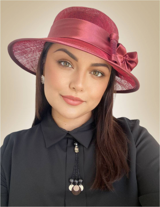 Palarii dama boruri mari LADY ROSE-palarie grena, reglabila [2]