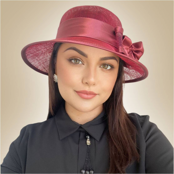 Palarii dama boruri mari LADY ROSE-palarie grena, reglabila [3]