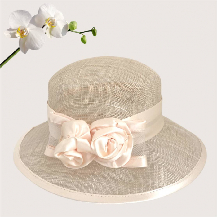 Palarii dama boruri mari LADY ROSE-palarie crem, reglabila [4]