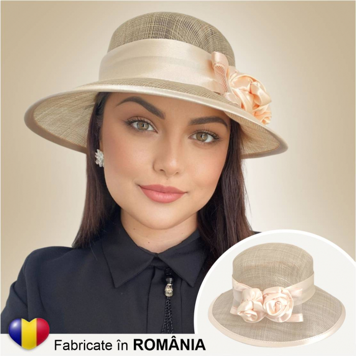 Palarii dama boruri mari LADY ROSE-palarie crem, reglabila [2]