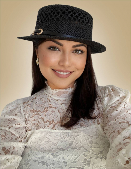 Palarie de soare de lux cu boruri rotunde mici KALINDA LUX (NEGRU) - marime unica, reglabila [2]