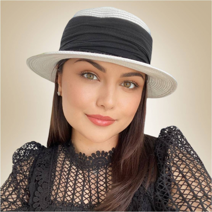 Palarie dama  tip canotiera ZINA CHIC -palarie alb, reglabila [3]