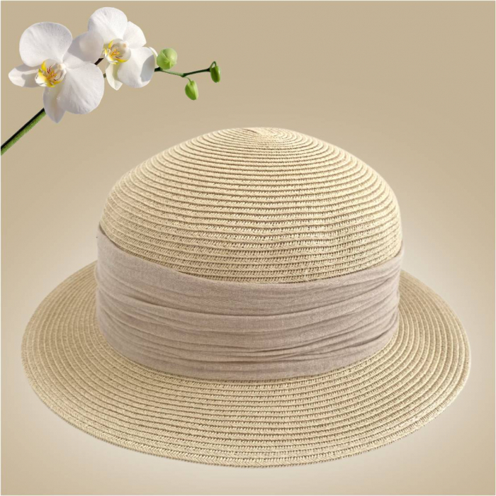 Palarie dama  tip canotiera ZINA LUX-palarie crem, reglabila [4]