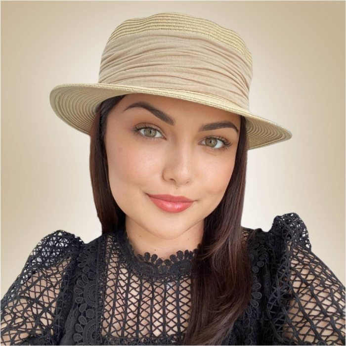 Palarie dama  tip canotiera ZINA LUX-palarie crem, reglabila [3]