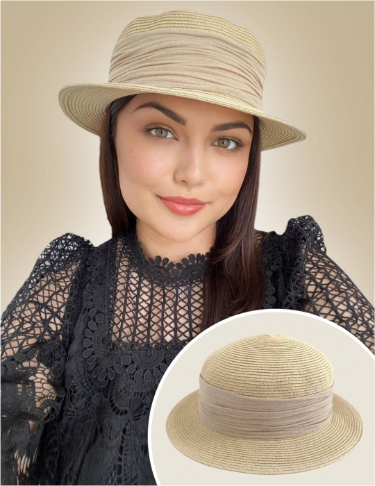 Palarie dama  tip canotiera ZINA LUX-palarie crem, reglabila [2]