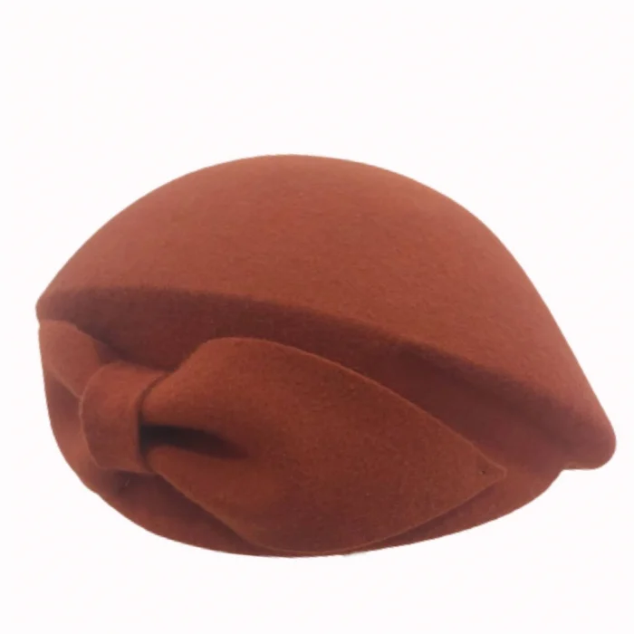 Palarie toca din fetru lux cu funda eleganta PRINCESS LUX (CARAMIZIU) - marime unica, reglabila [4]