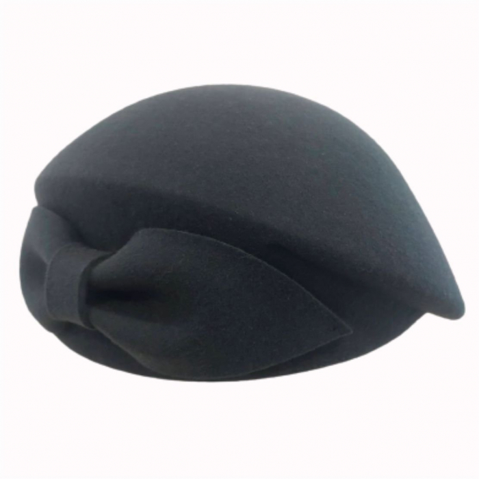 Palarie toca din fetru lux cu funda eleganta PRINCESS LUX (GRI inchis) - marime unica, reglabila [4]