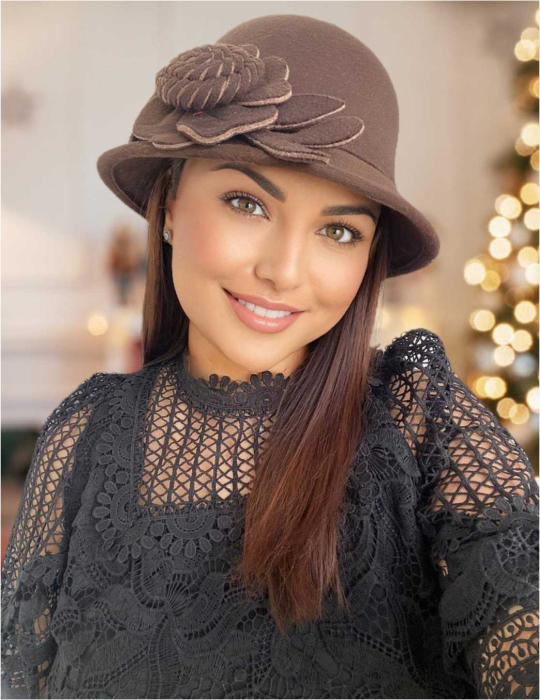 Palarie dama fetru Rose-palarie maro, palarie reglabila [1]