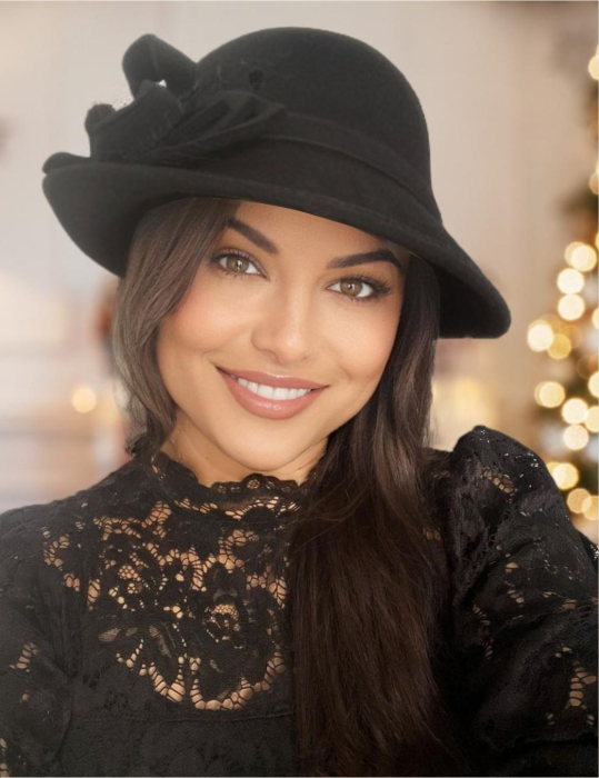 Palarie dama fetru Elegance-palarie neagra, reglabila [1]