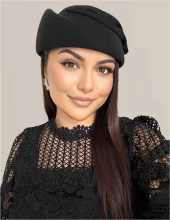 Palarii dama tip toca din fetru lux PARISIENNE LUX (NEGRU) - marime unica, reglabila [2]