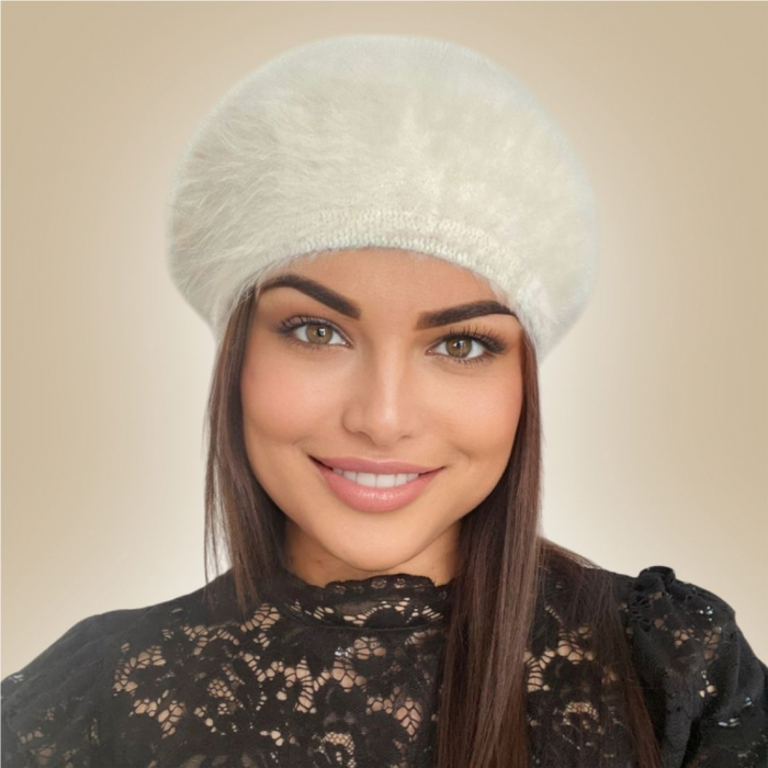 Set 2 caciuli din lana de Angora - Princess Duo (NEGRU+CREM) - marime universala [5]