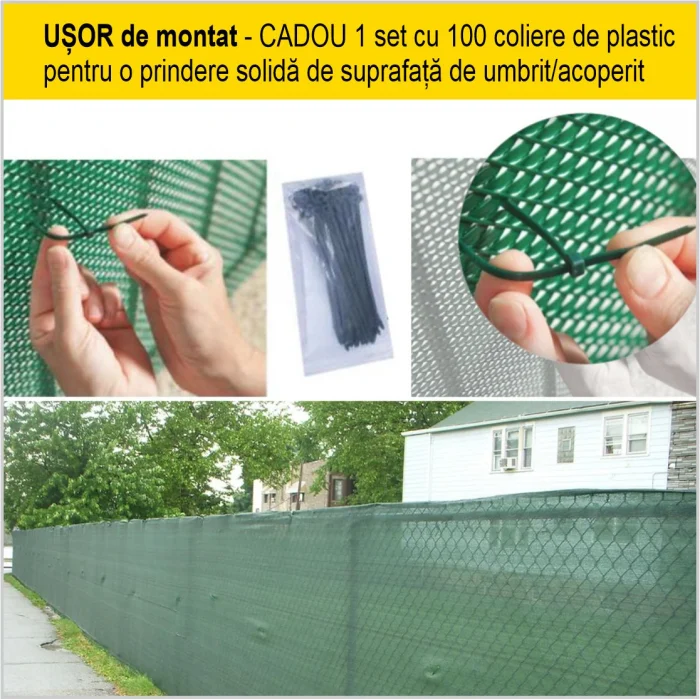 Plasa de Umbrire Universala in rola de 10/25/50 metri, din material HDPE de inalta calitate, opacitate 65%, protectie UV, rezistenta soare, vant si alte intemperii [6]
