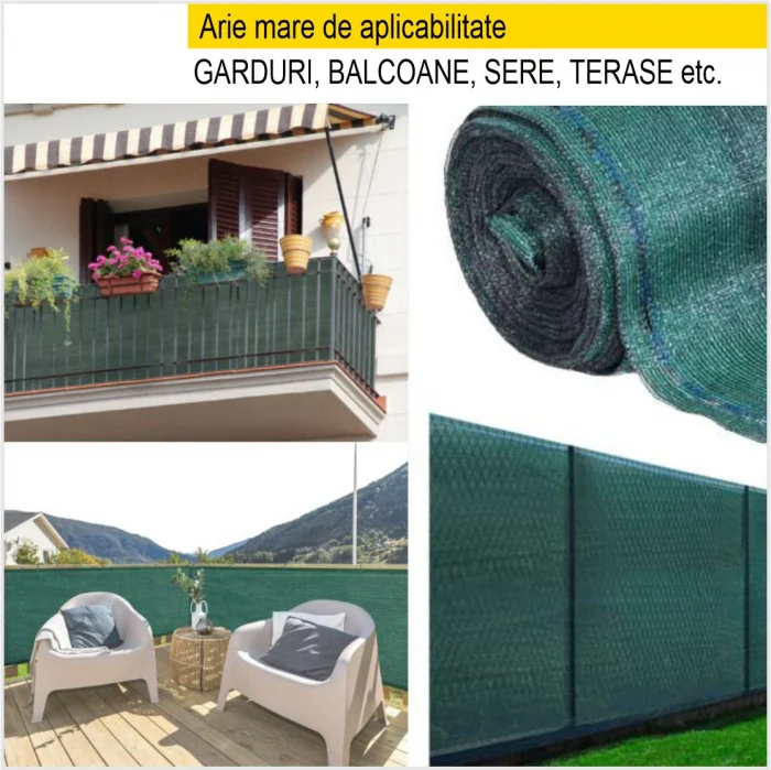 Plasa de Umbrire Universala in rola de 10/25/50 metri, din material HDPE de inalta calitate, opacitate 65%, protectie UV, rezistenta soare, vant si alte intemperii [4]
