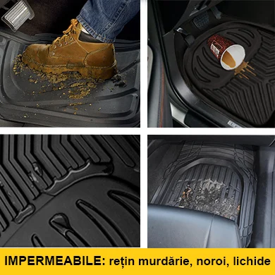 Set complet de 4 covoare auto tip tavita, cu margini inalte, impermeabile - marime universala [3]