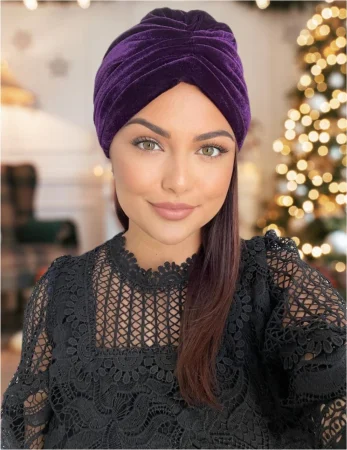 Turban dama din catifea lux MONALISA (VIOLET) - marime universala [2]