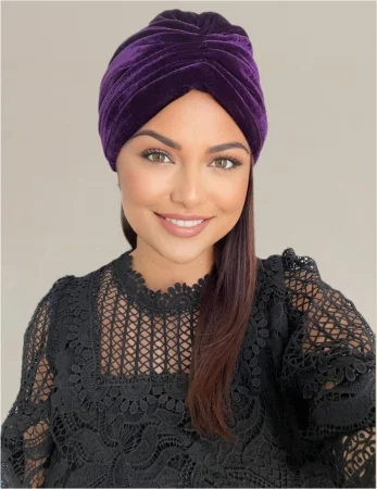 Turban dama din catifea lux MONALISA (VIOLET) - marime universala [3]