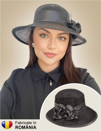 PALARII SOARE - Palarii dama boruri mari LADY ROSE-palarie negru, reglabila