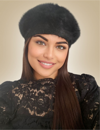 Bereta lux din lana fina si pufoasa de Angora - Princess (NEGRU) - marime universala [1]