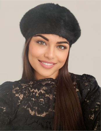 Bereta lux din lana fina si pufoasa de Angora - Princess (NEGRU) - marime universala [2]