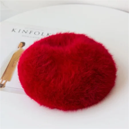 Bereta lux din lana fina si pufoasa de Angora - Princess (ROSU) - marime universala [3]