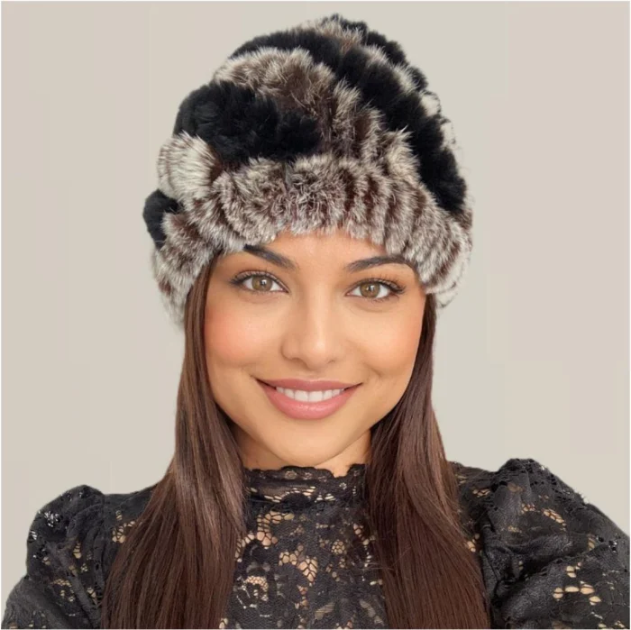 Caciula eleganta din blana Bia (NEGRU+MARO) - marime universala [3]