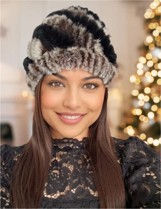 Caciula eleganta din blana Bia (NEGRU+MARO) - marime universala [1]