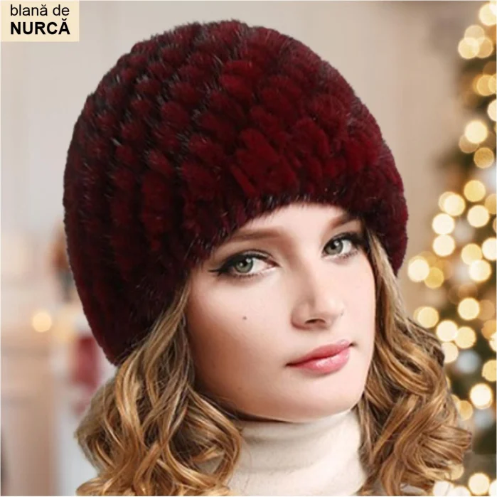 CACIULI NURCA - Caciula din blana de NURCA - Gloria Lux (GRENA) - marime universala