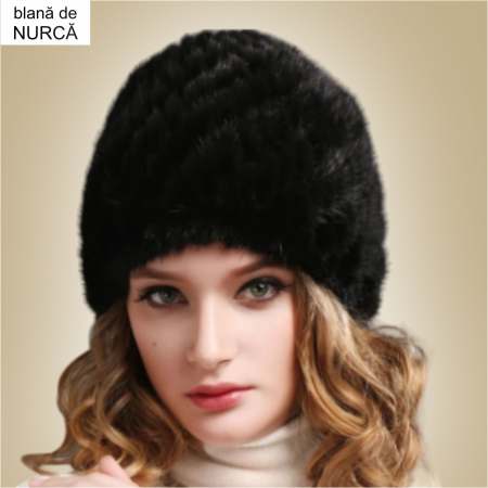 Caciula din blana de NURCA - Princess (NEGRU) - marime universala [1]