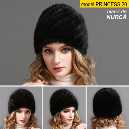 Caciula din blana de NURCA - Princess (NEGRU) - marime universala [5]