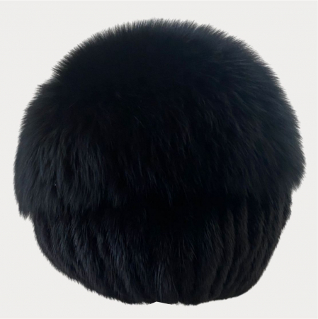 Caciula din blana de sinsila + vulpe Lady Lux (NEGRU) - marime universala [4]