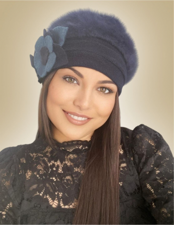 Caciula din lana groasa de Angora - Gloria Lux (BLEUMARIN) - marime universala [1]